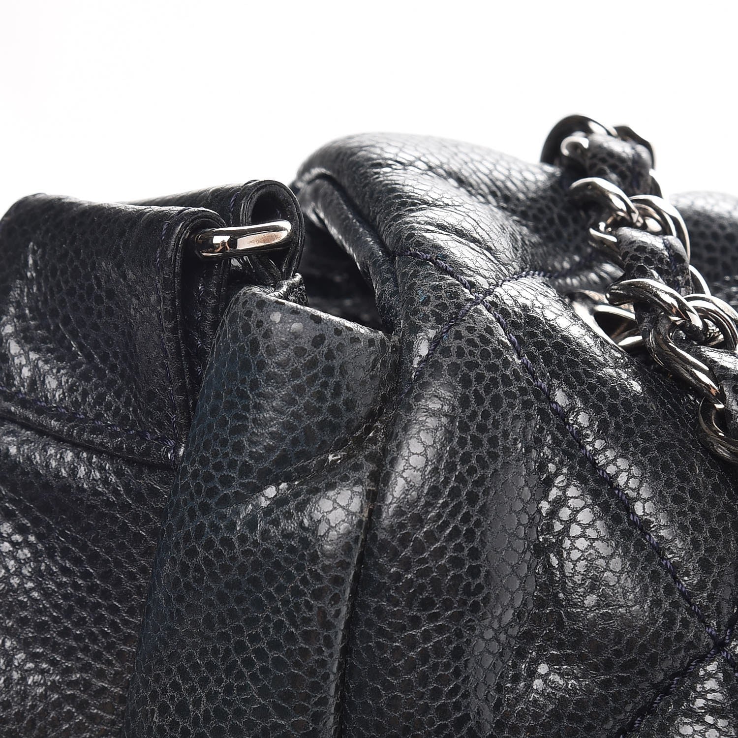 Chanel Glazed Caviar Quilted Stretch Spirit Messenger Bag Blue 11 of 16