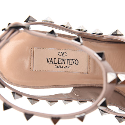Valentino Garavani Pebbled Calfskin Rockstud Ankle Strap 100mm Pumps 36 Soft Noisette 7 of 9