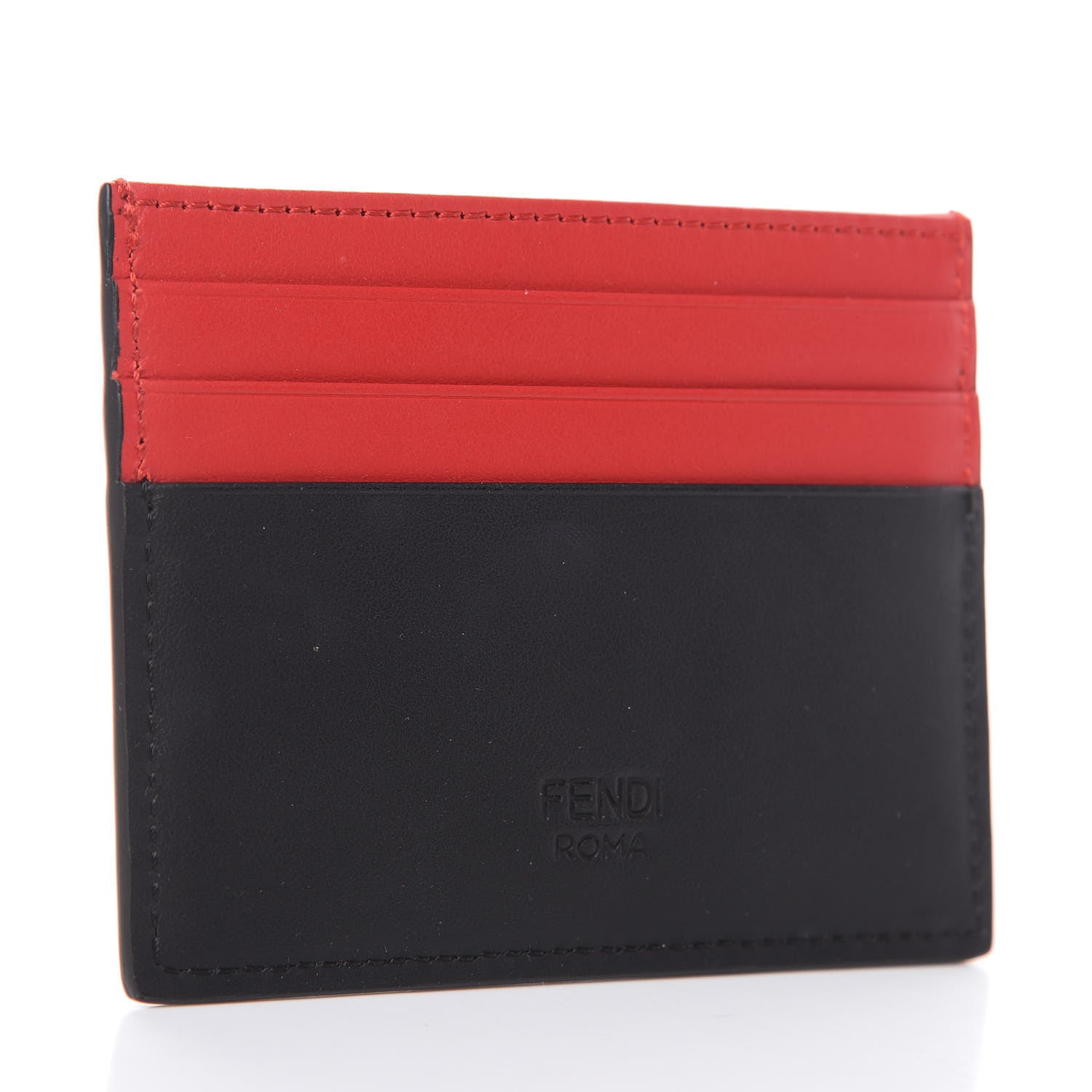 Fendi Vitello Century Monster Eyes Inlay Card Holder Black Giallo Rosso 3 of 8