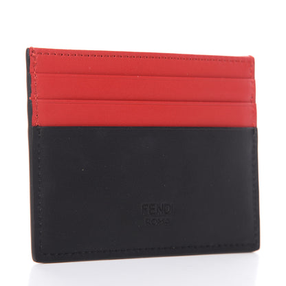Fendi Vitello Century Monster Eyes Inlay Card Holder Black Giallo Rosso 3 of 8