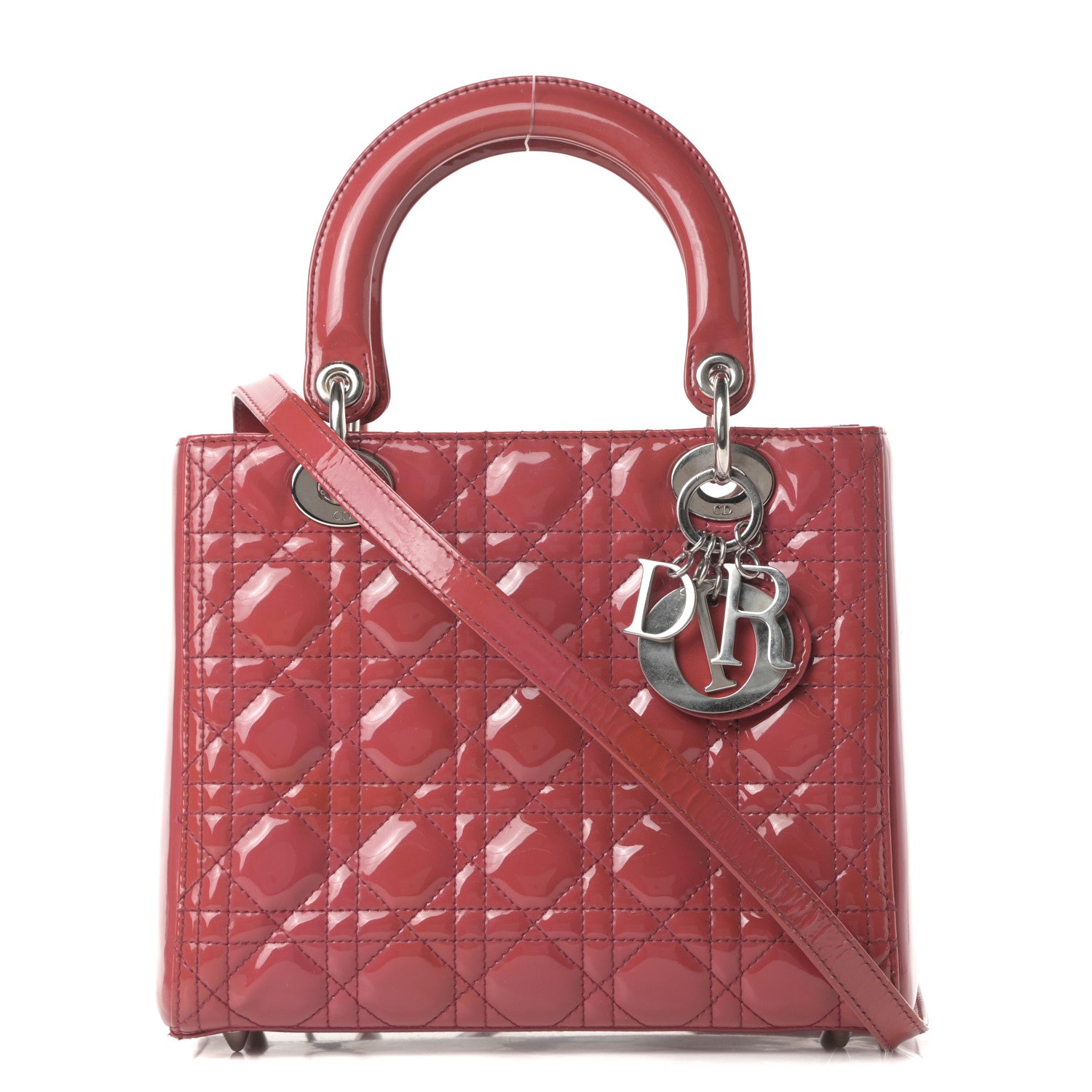 Christian Dior Patent Cannage Medium Lady Dior Dark Pink 1 of 11