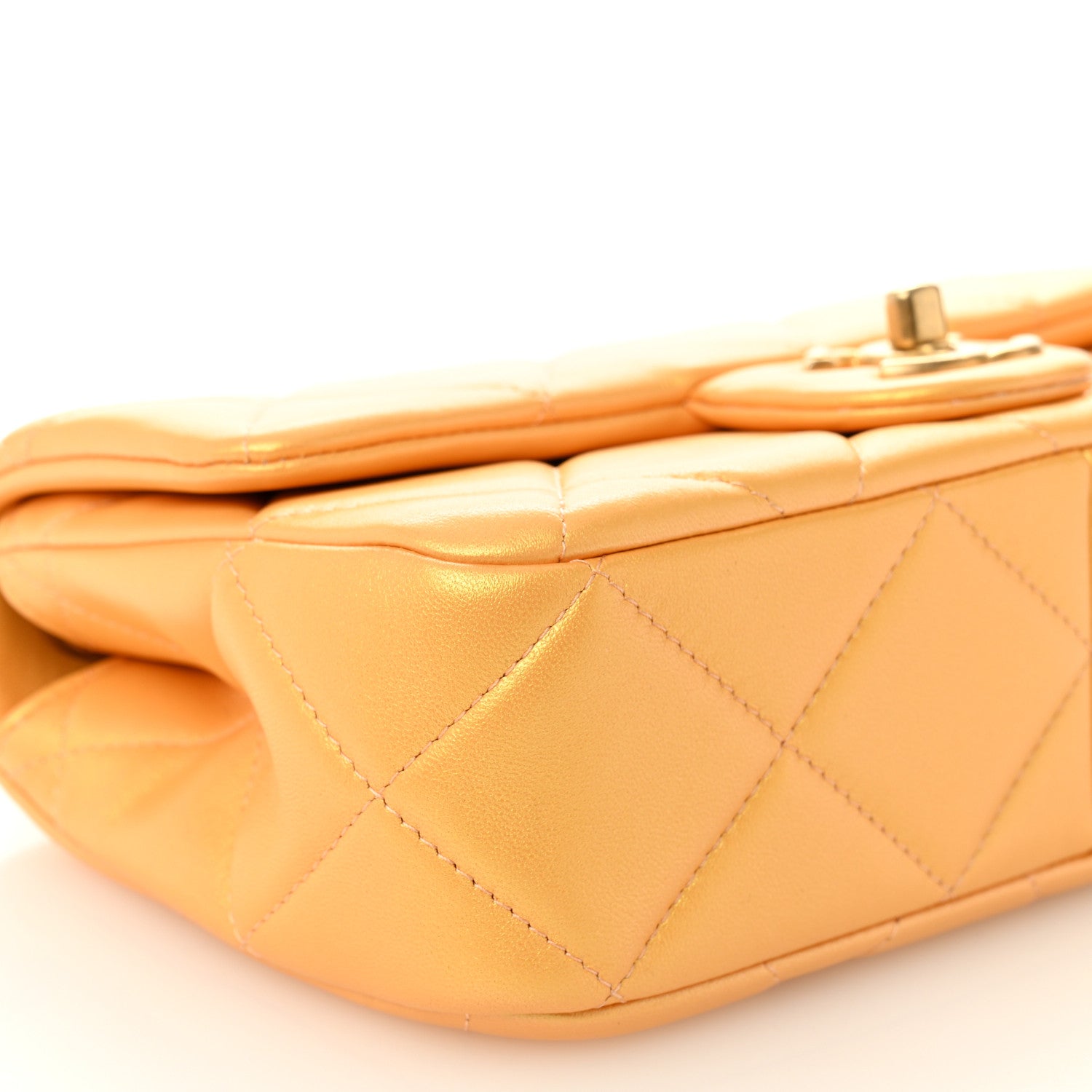 Chanel Pearly Lambskin Quilted Pearl Small Flap Orange 9 of 11