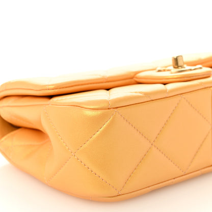 Chanel Pearly Lambskin Quilted Pearl Small Flap Orange 9 of 11