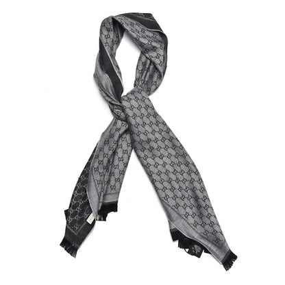 Gucci Wool Monogram Fringe Scarf Anthracite 1 of 5
