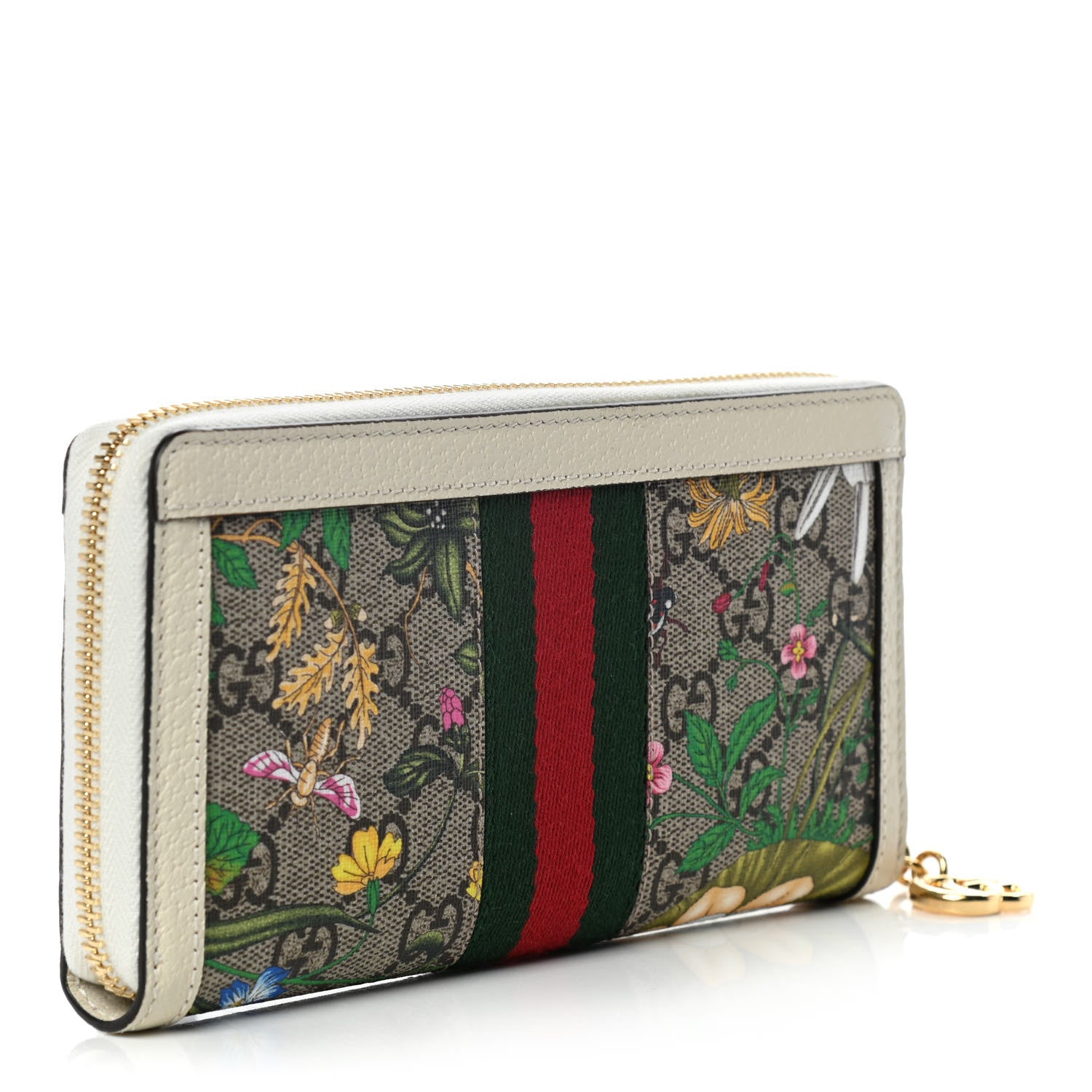 Gucci GG Supreme Monogram Flora Ophidia Zip Around Wallet White 3 of 10
