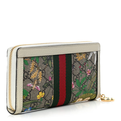 Gucci GG Supreme Monogram Flora Ophidia Zip Around Wallet White 3 of 10