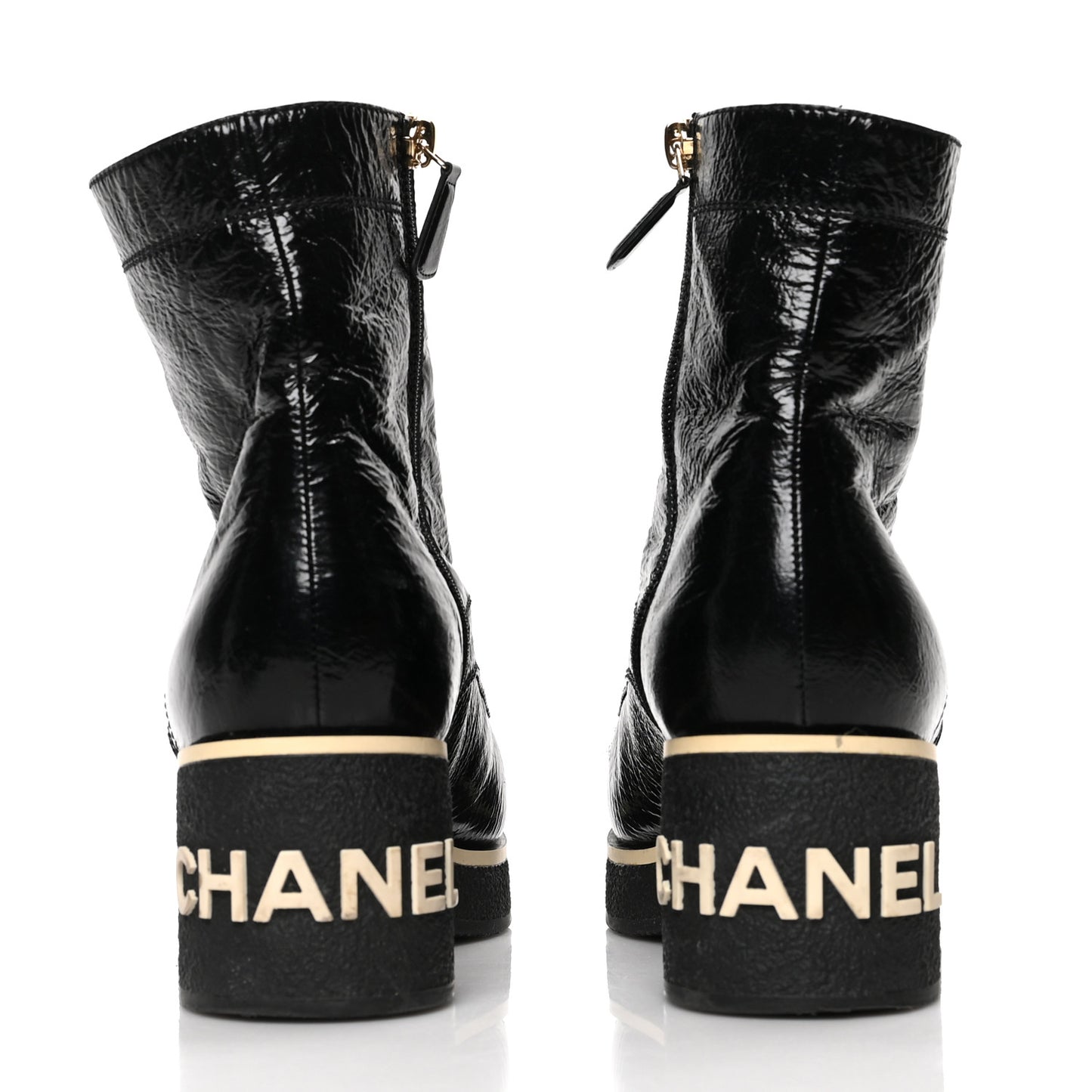 Shiny Crumpled Lambskin Lace Up Combat Boots 37.5 Black