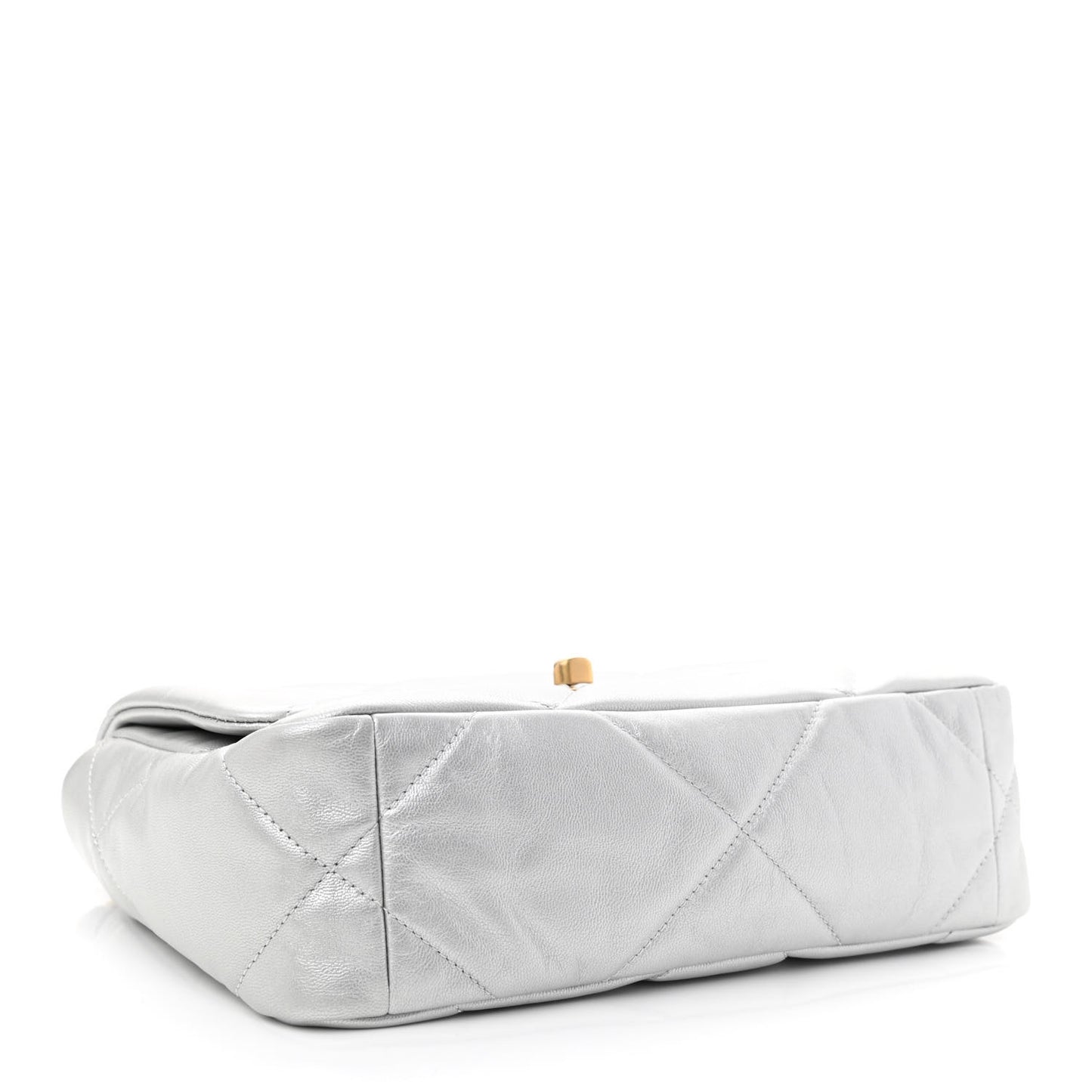 Metallic Goatskin Quilted Medium Chanel 19 Flap Silver