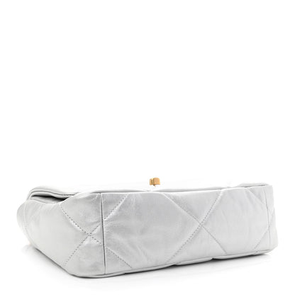 Chanel Metallic Goatskin Quilted Medium Chanel 19 Flap Silver 4 of 11