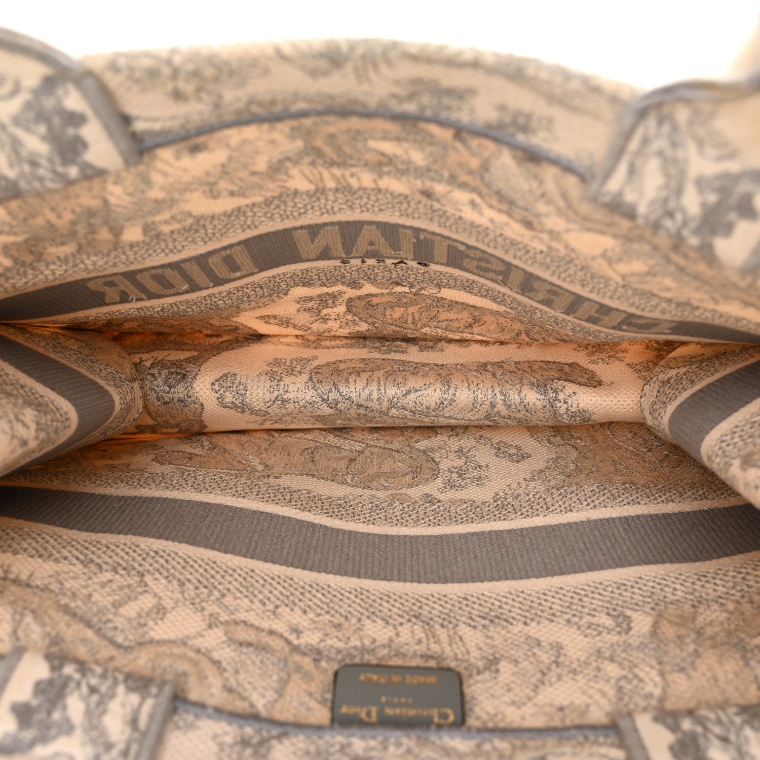 Christian Dior Canvas Embroidered Medium Dioriviera Toile De Jouy Book Tote Gray 5 of 15
