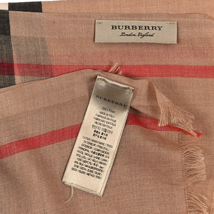 Burberry Wool Silk Gauze Giant Check Lightweight Scarf Archive Beige 3 of 3