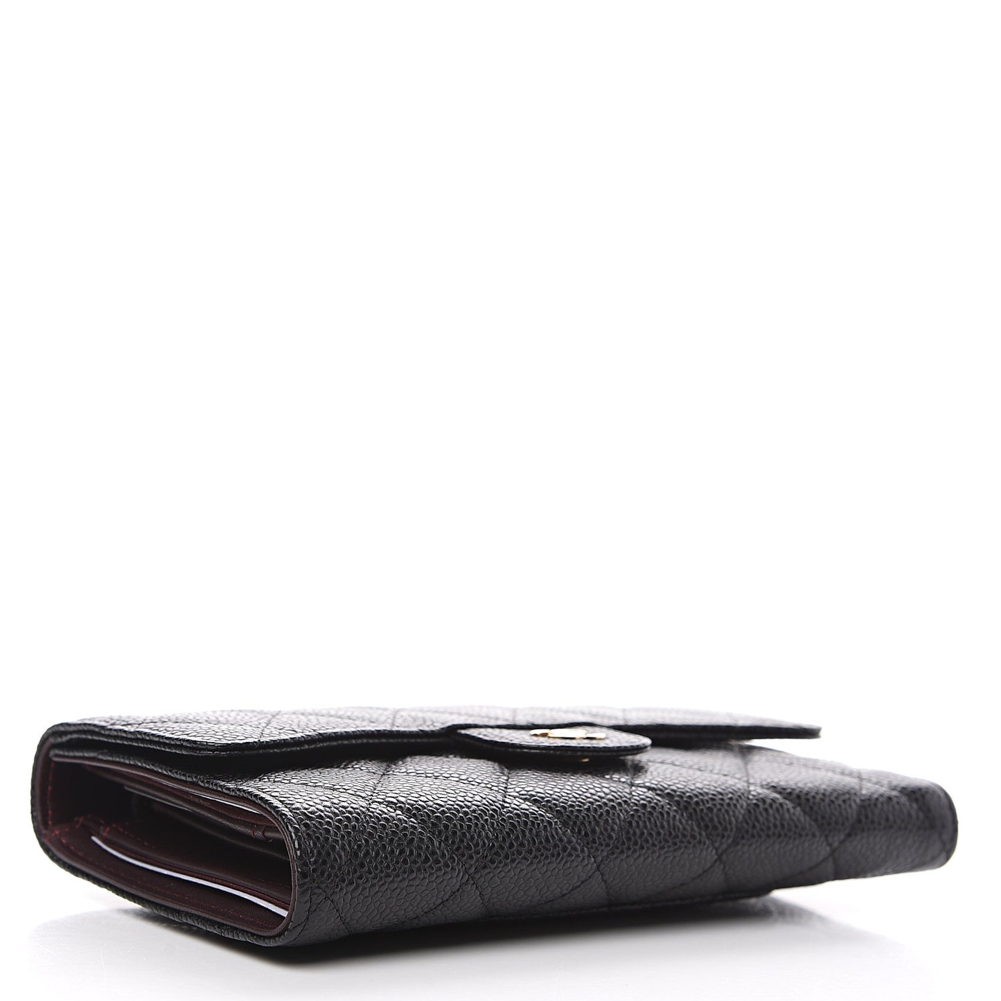 Caviar Quilted Long Flap Wallet Black