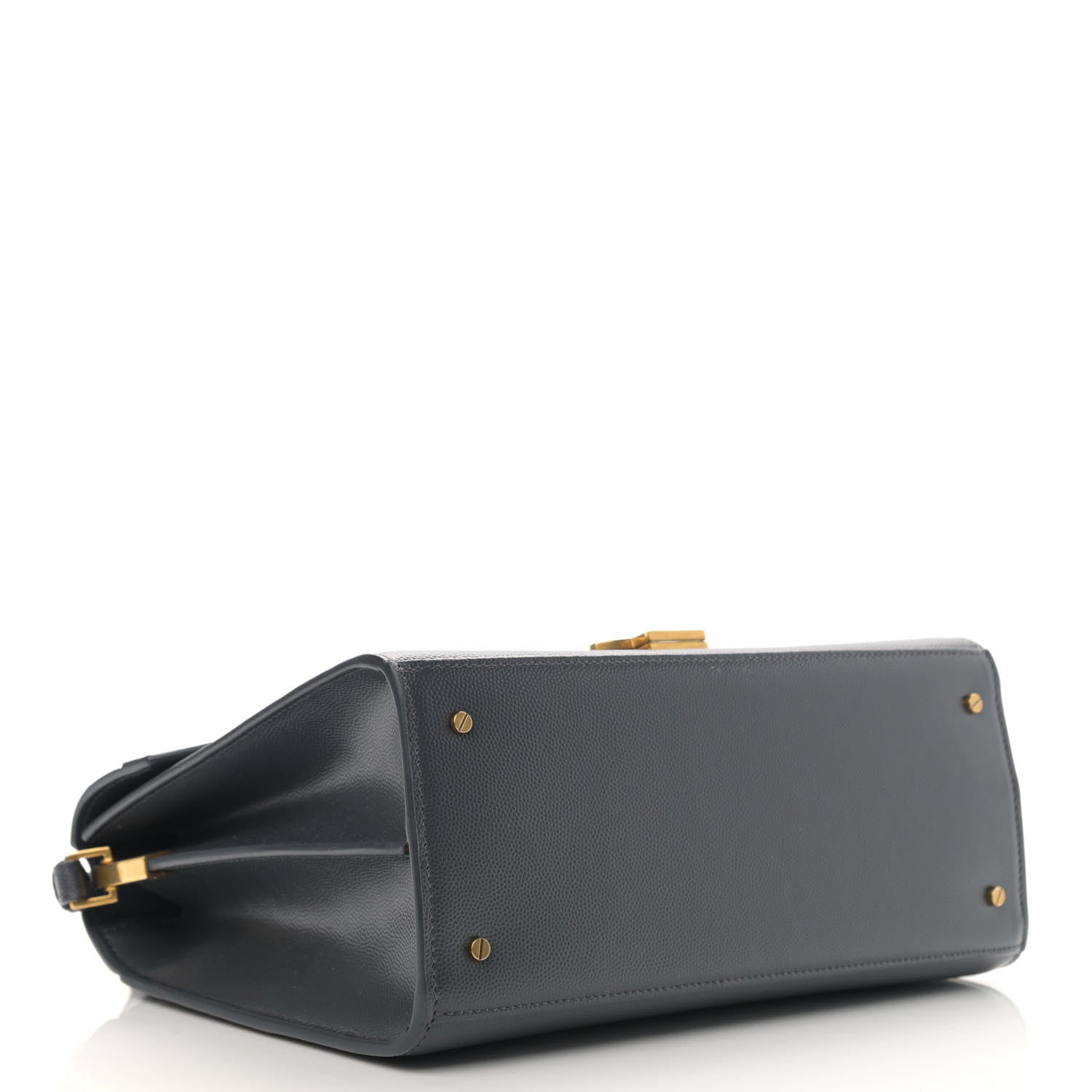 Saint Laurent Grain de Poudre Medium Classic Monogram Cassandra Top Handle Dark Smog 4 of 11