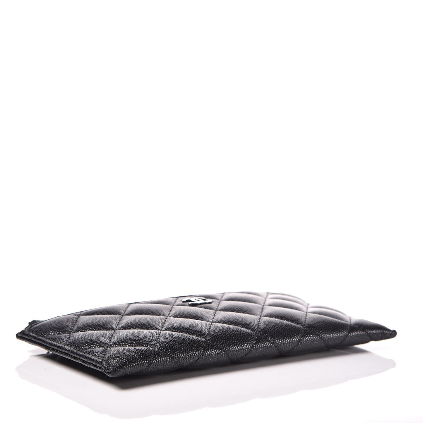 Iridescent Caviar Quilted Classic Zip Pouch Black