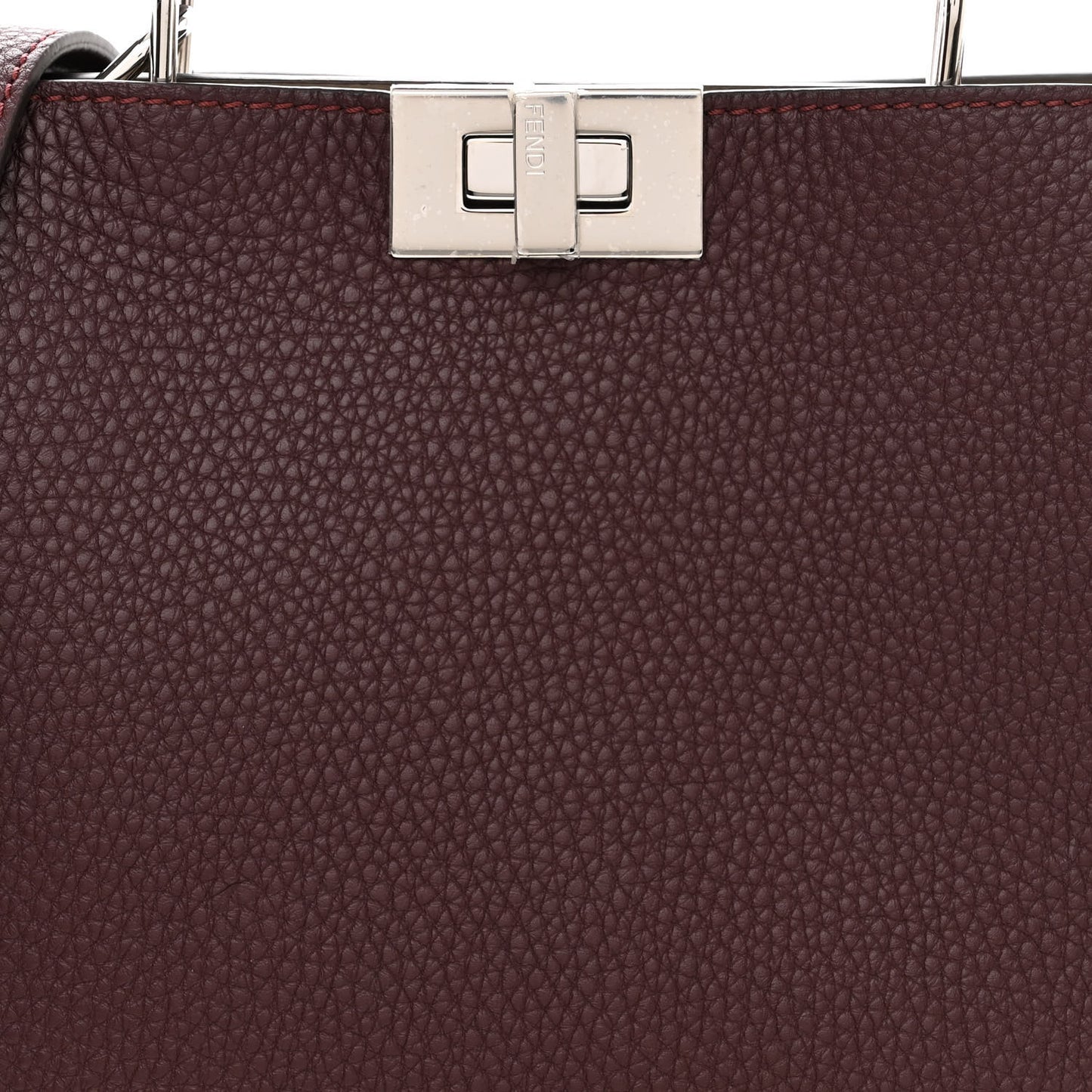 Cuoio Romano Vitello Cover Glazed Fabric Bi-Color FF 1974 Mini Peekaboo I SEE U Satchel Granada Tartufo Burgundy Tobacco Moro