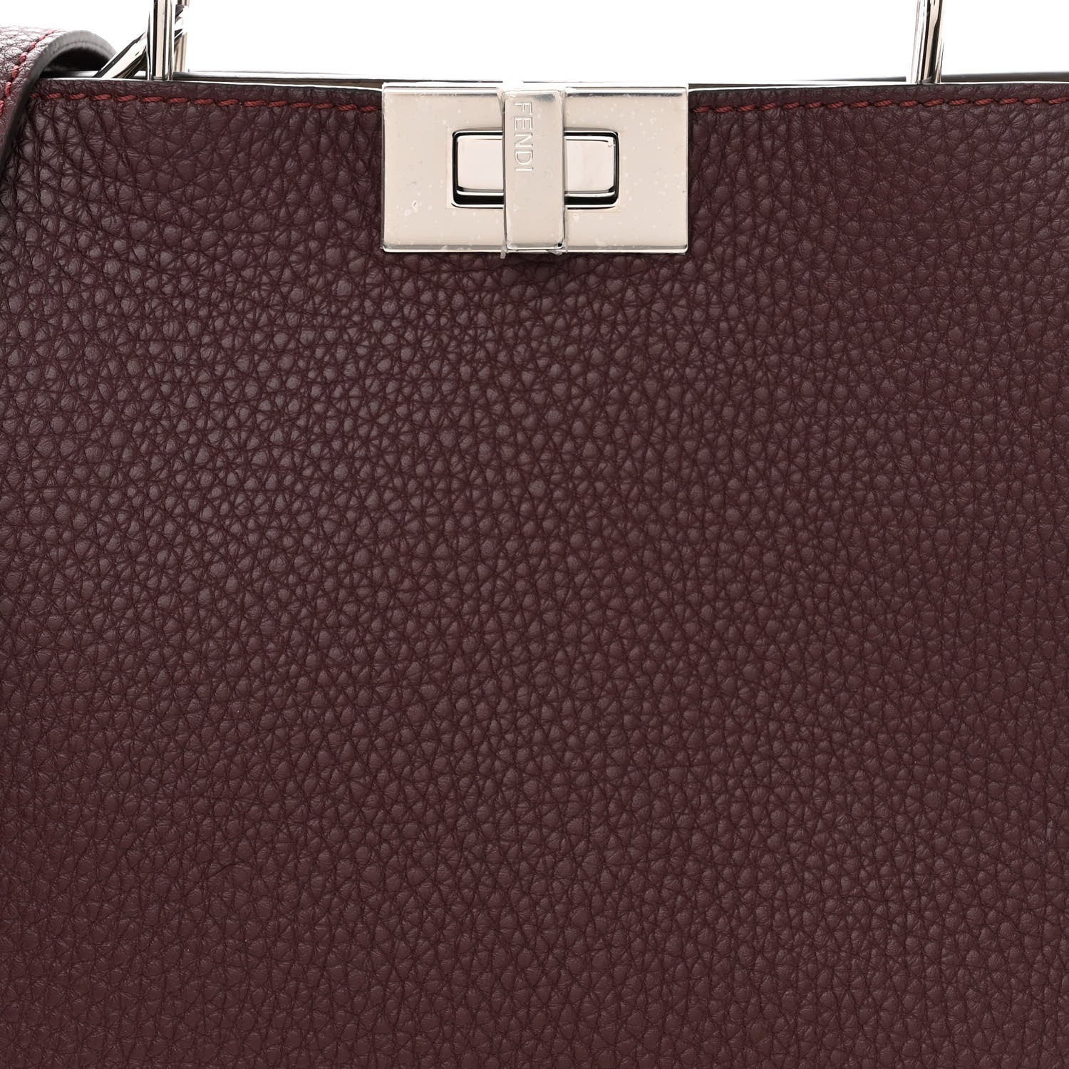 Fendi Cuoio Romano Vitello Cover Glazed Fabric Bi-Color FF 1974 Mini Peekaboo I SEE U Satchel Granada Tartufo Burgundy Tobacco Moro 8 of 10