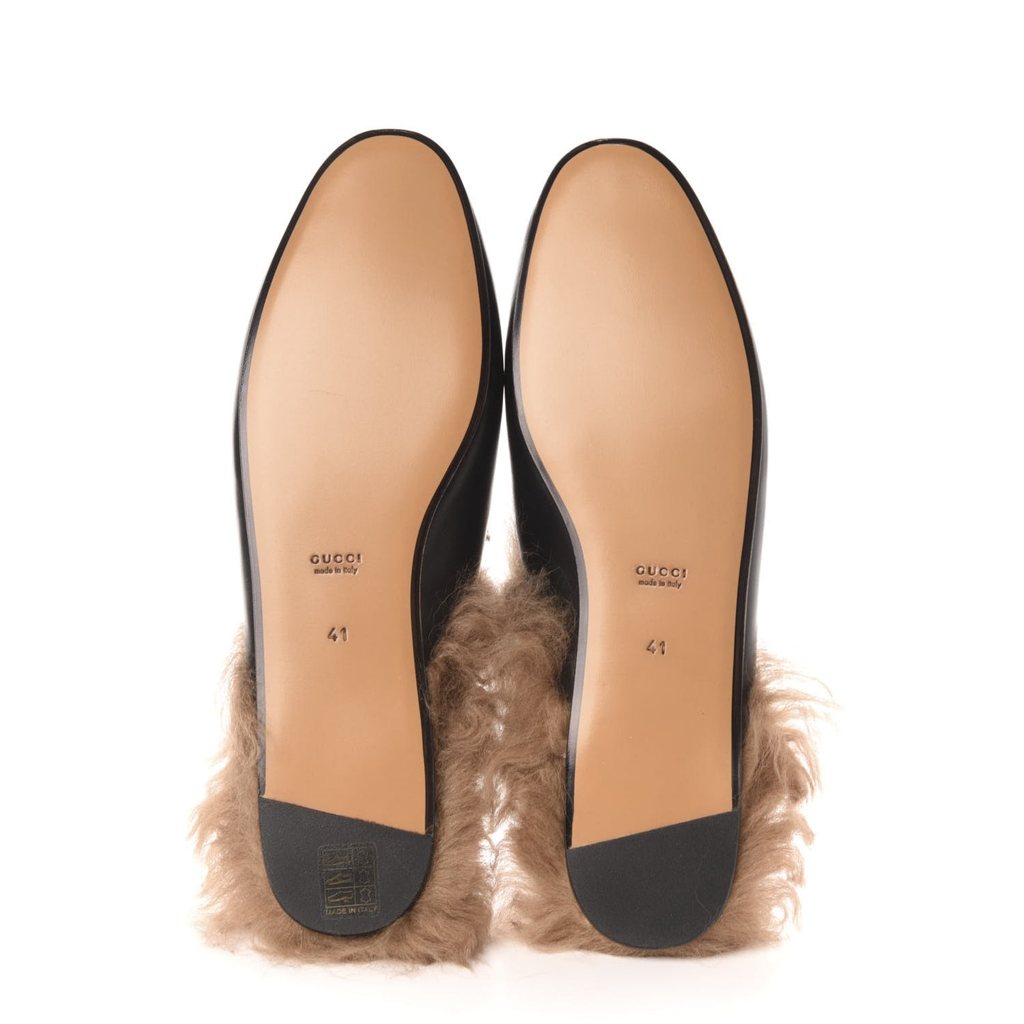 Calfskin Fur Womens Princetown Slippers 41 Black