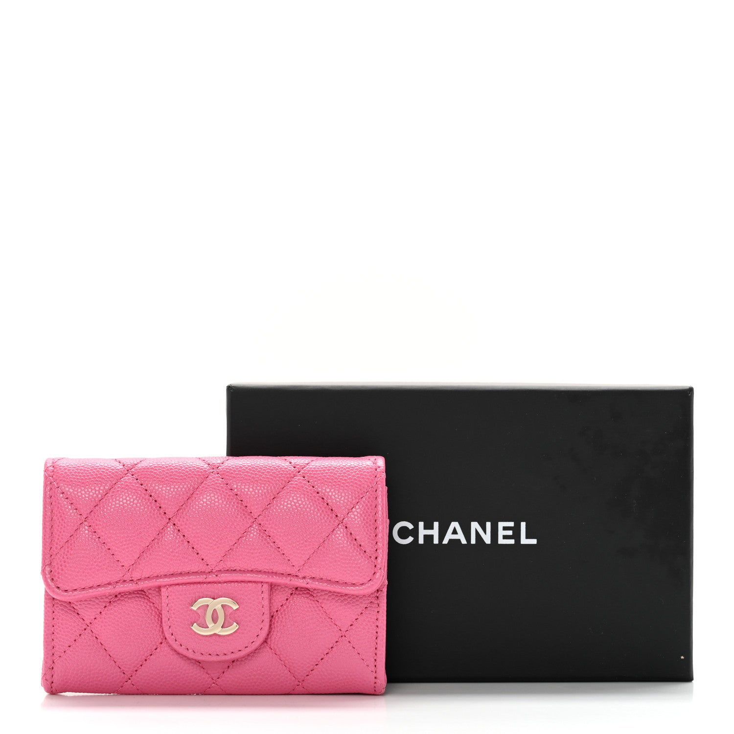 Chanel Caviar Quilted Flap Card Holder Wallet Pink 9 of 9