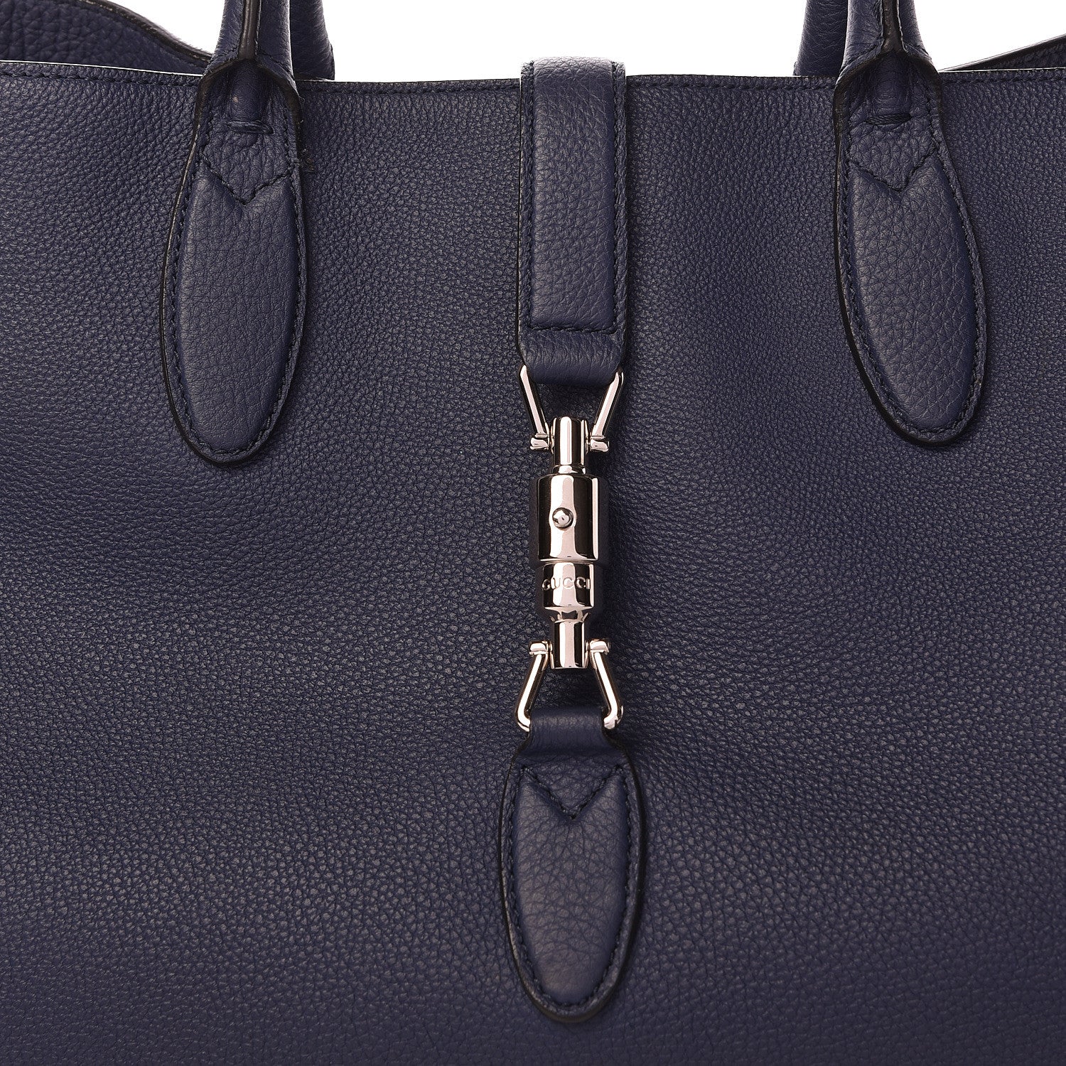 Gucci Soft Calfskin Medium Jackie Top Handle Bag Classic Blue Marine 10 of 15