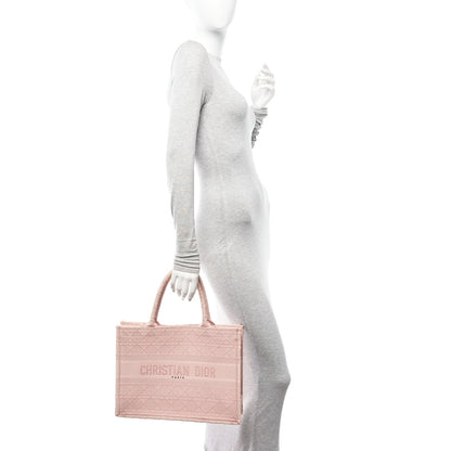 Christian Dior Canvas Embroidered Cannage Medium Book Tote Bois de Rose 2 of 10