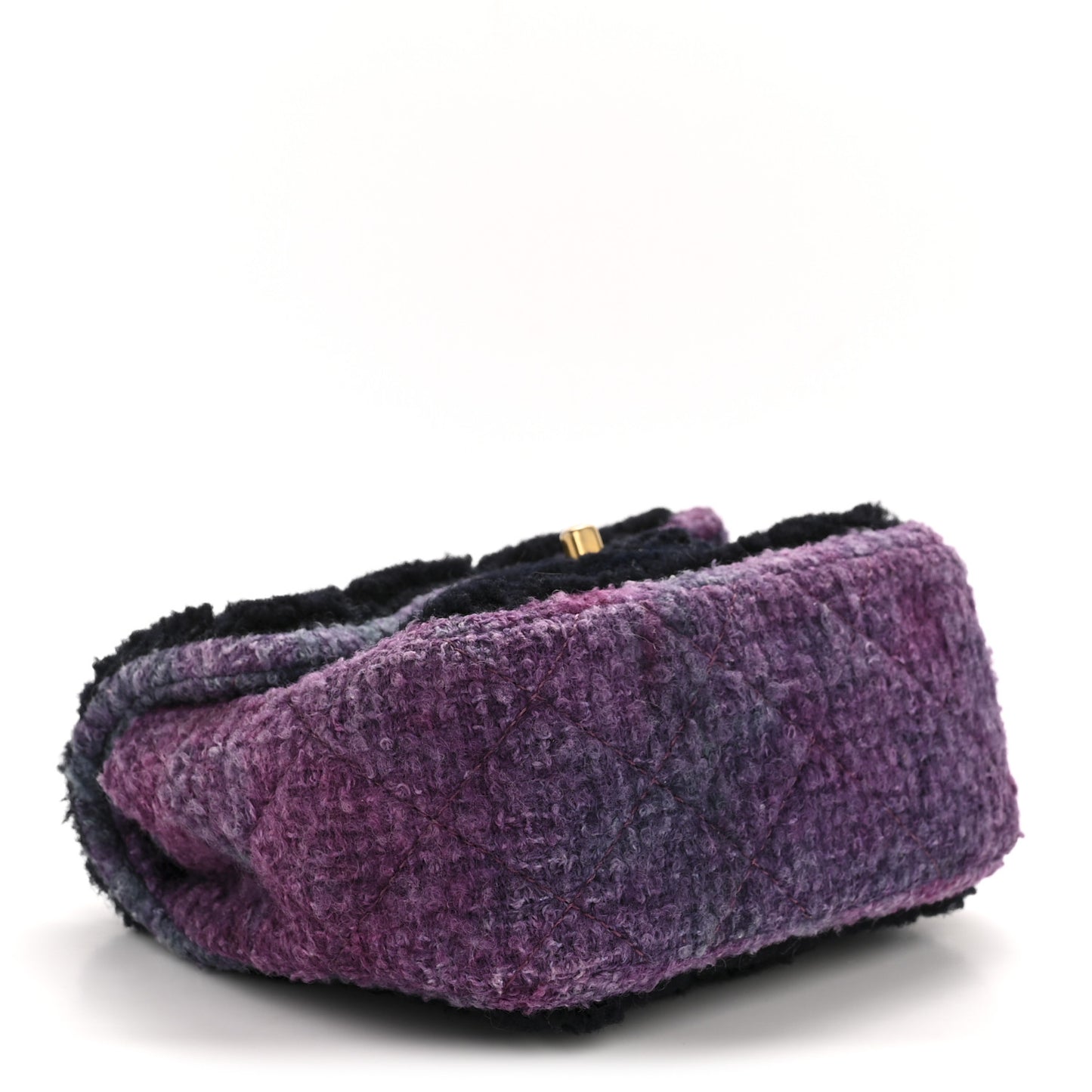 Shearling Tweed Quilted Mini Square Flap Bag Purple