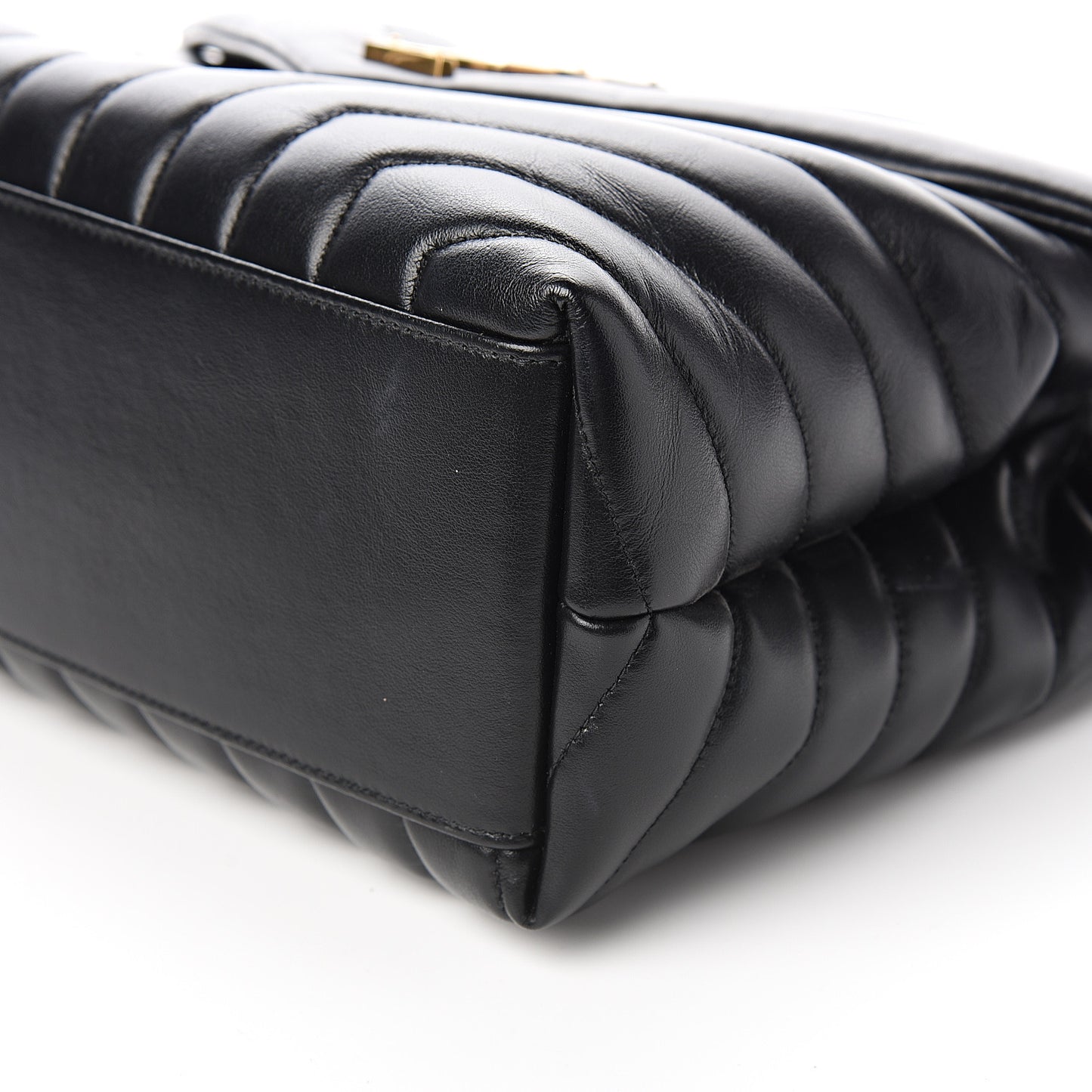 Calfskin Y Quilted Monogram Medium Loulou Chain Satchel Black