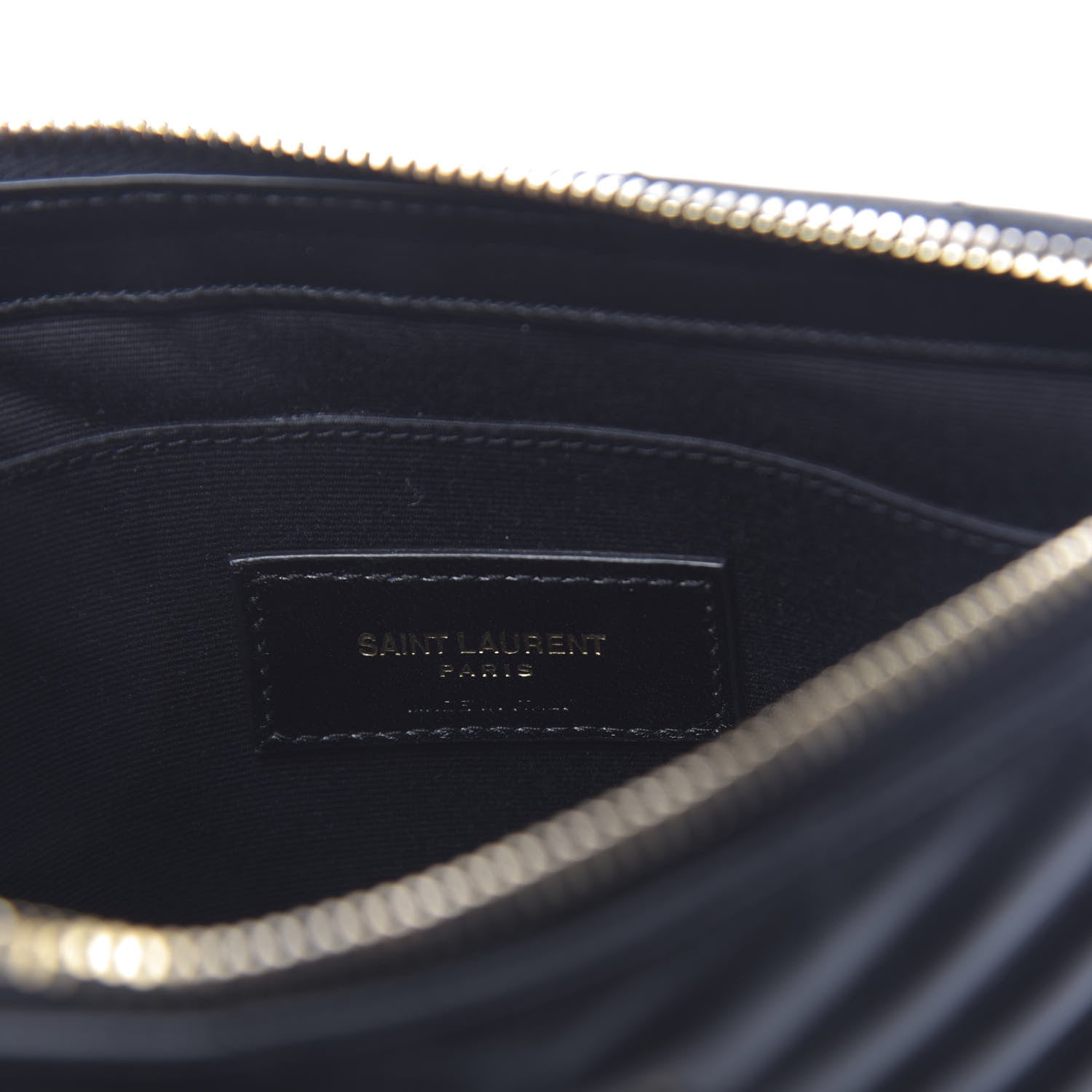 Saint Laurent Calfskin Matelasse Chevron Monogram A5 Wristlet Black 6 of 8