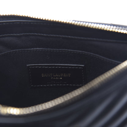 Saint Laurent Calfskin Matelasse Chevron Monogram A5 Wristlet Black 6 of 8