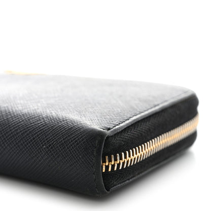 Prada Saffiano Metal Zip Around Wallet Black 9 of 16