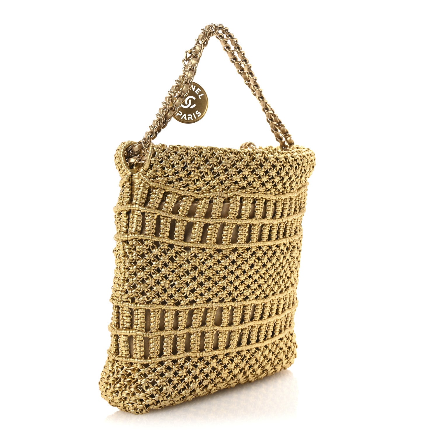 Chanel Metallic Calfskin Macrame Mini Chanel 22 Gold 3 of 11