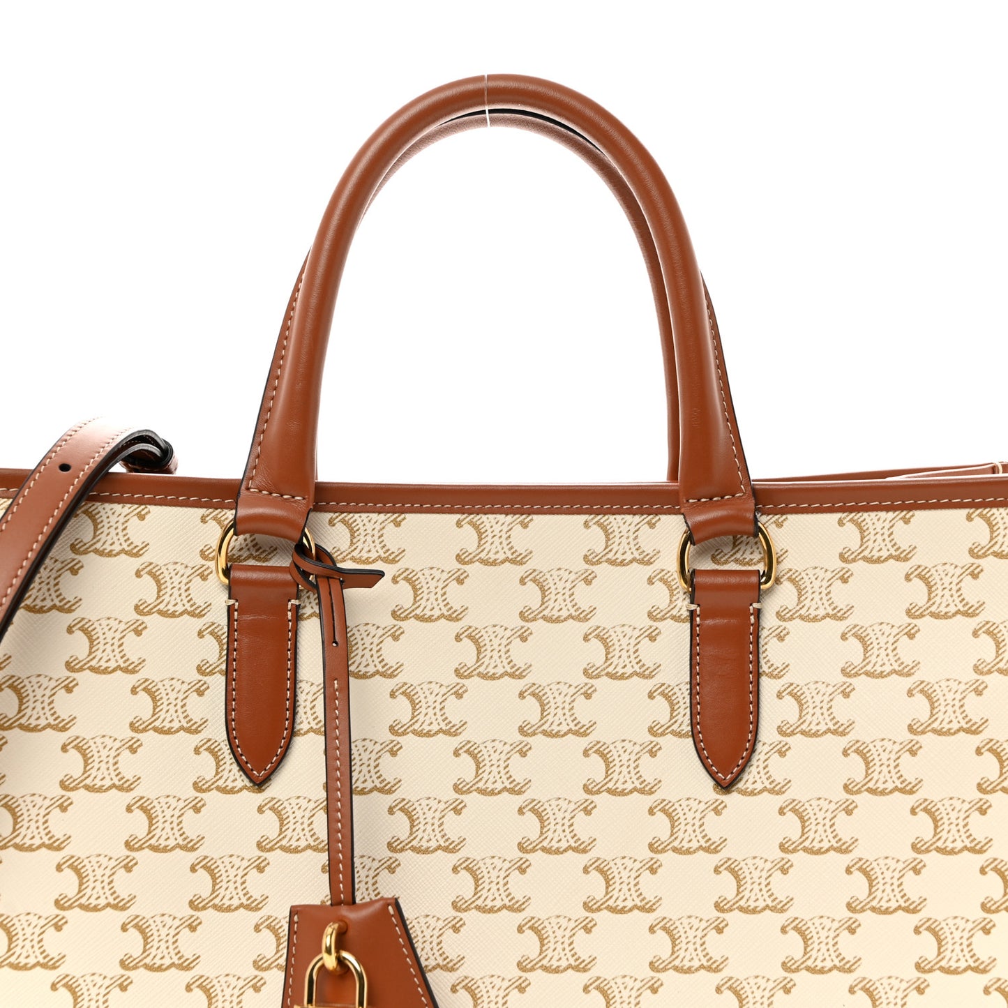 Triomphe Canvas Calfskin Mini Horizontal Cabas White