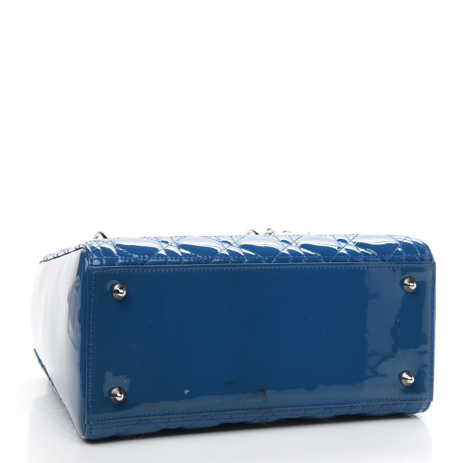 Christian Dior Patent Cannage Medium Lady Dior Blue 4 of 14