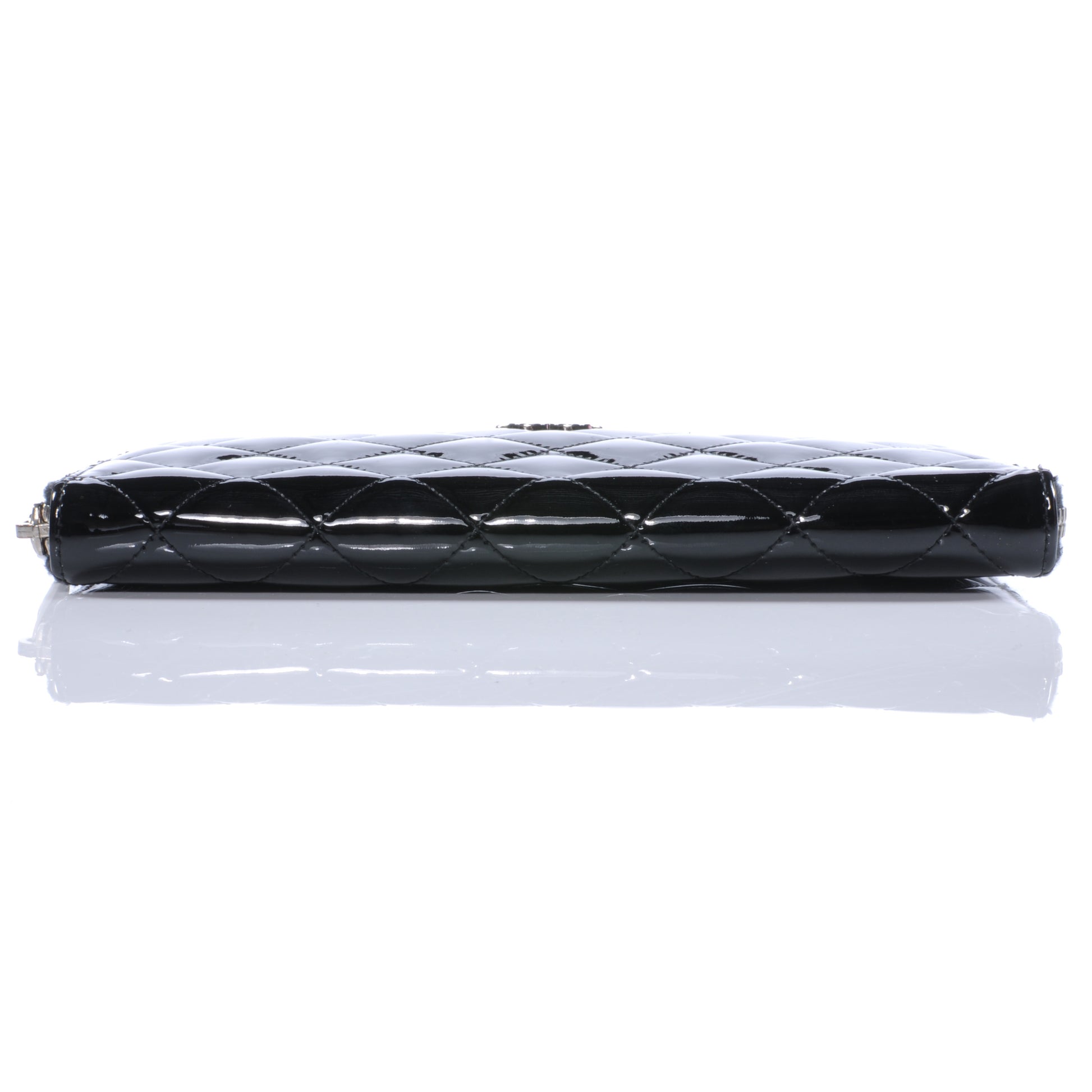 Chanel Patent Quilted Large Zip Around Wallet Black 5 of 12