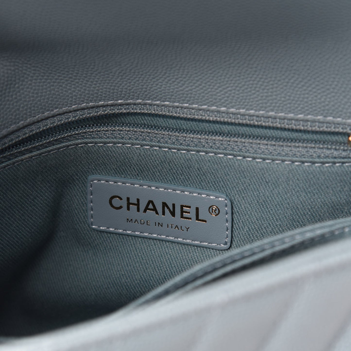 Caviar Chevron Quilted Mini Coco Handle Flap Sky Blue