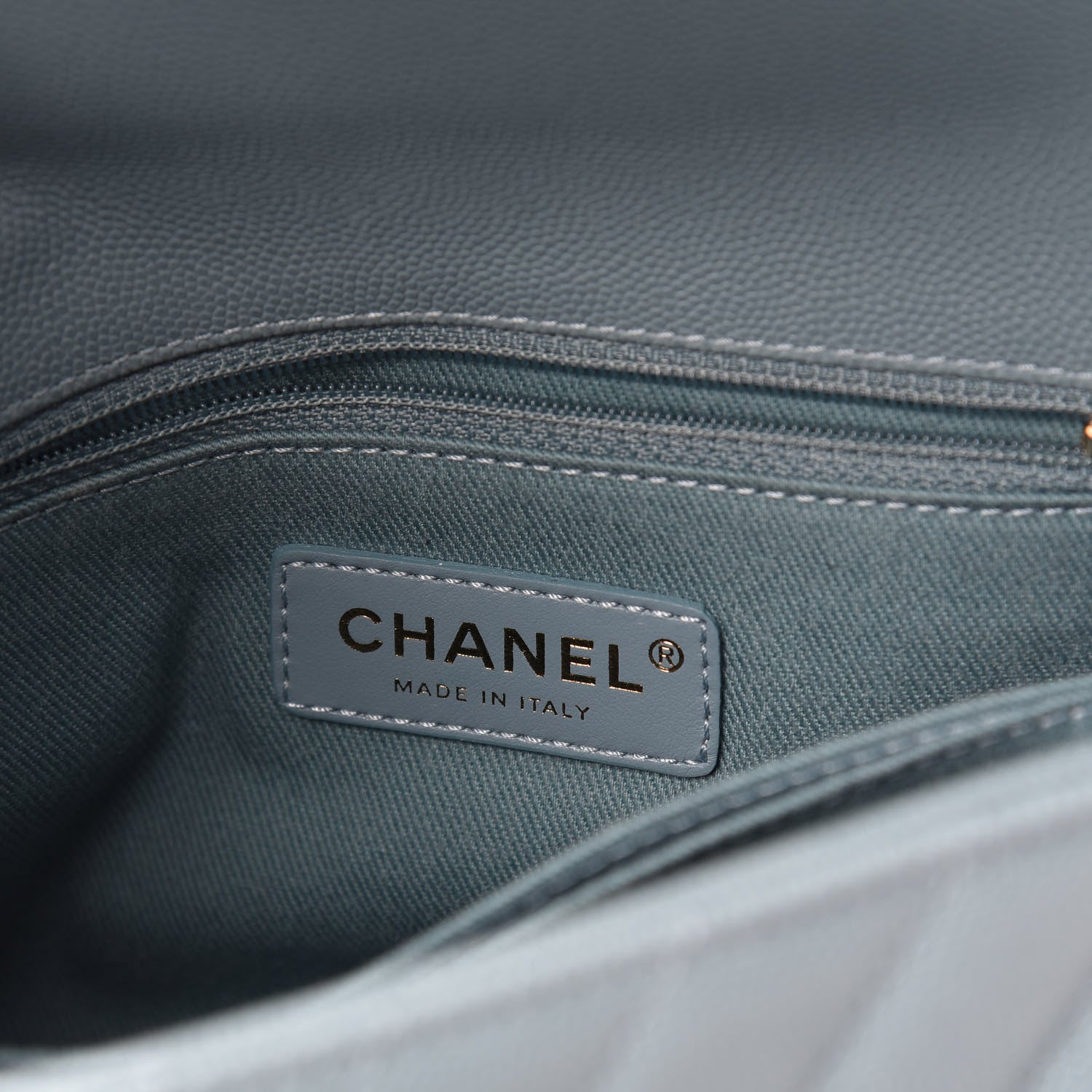 Chanel Caviar Chevron Quilted Mini Coco Handle Flap Sky Blue 6 of 10
