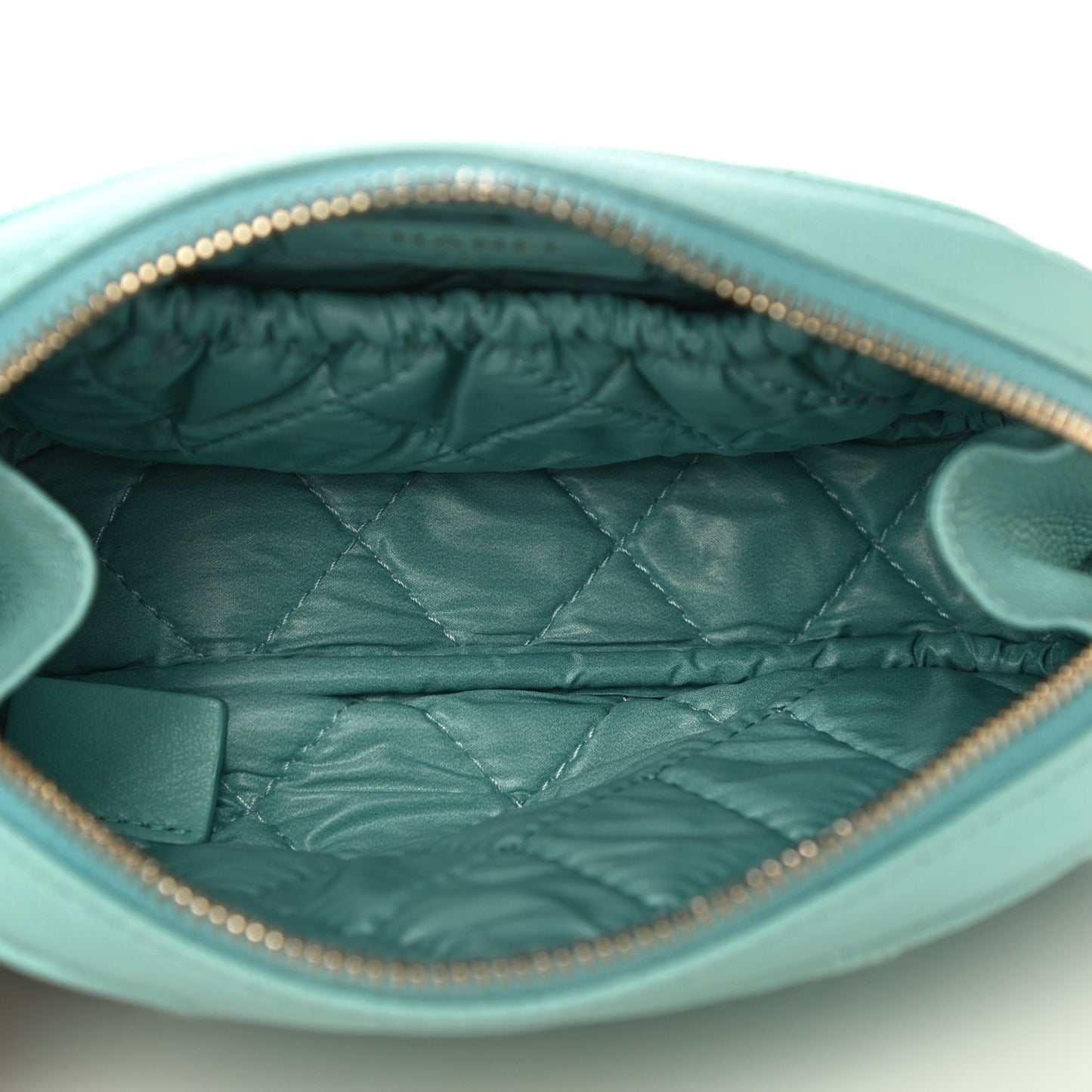 Caviar Quilted Small Curvy Pouch Cosmetic Case Light Blue