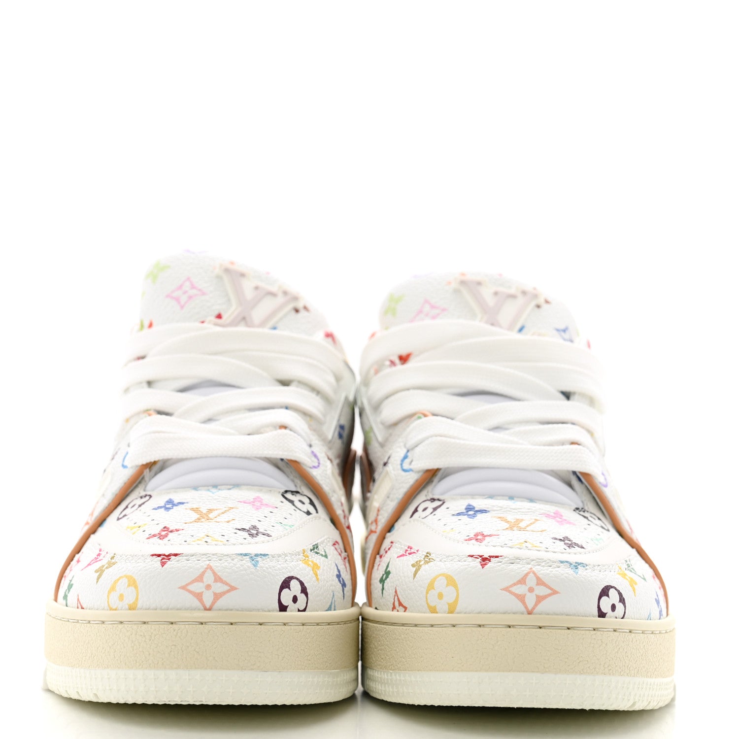 Louis Vuitton LV X TM Calfskin Monogram Multicolor Womens LV Trainer Sneakers 37.5 White 3 of 10