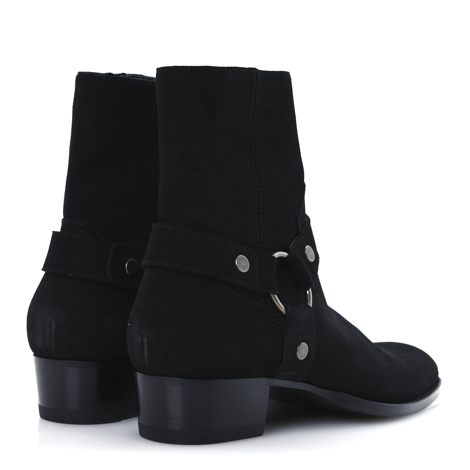 Saint Laurent Suede Mens Wyatt Harness Boots 41 Black 1710317