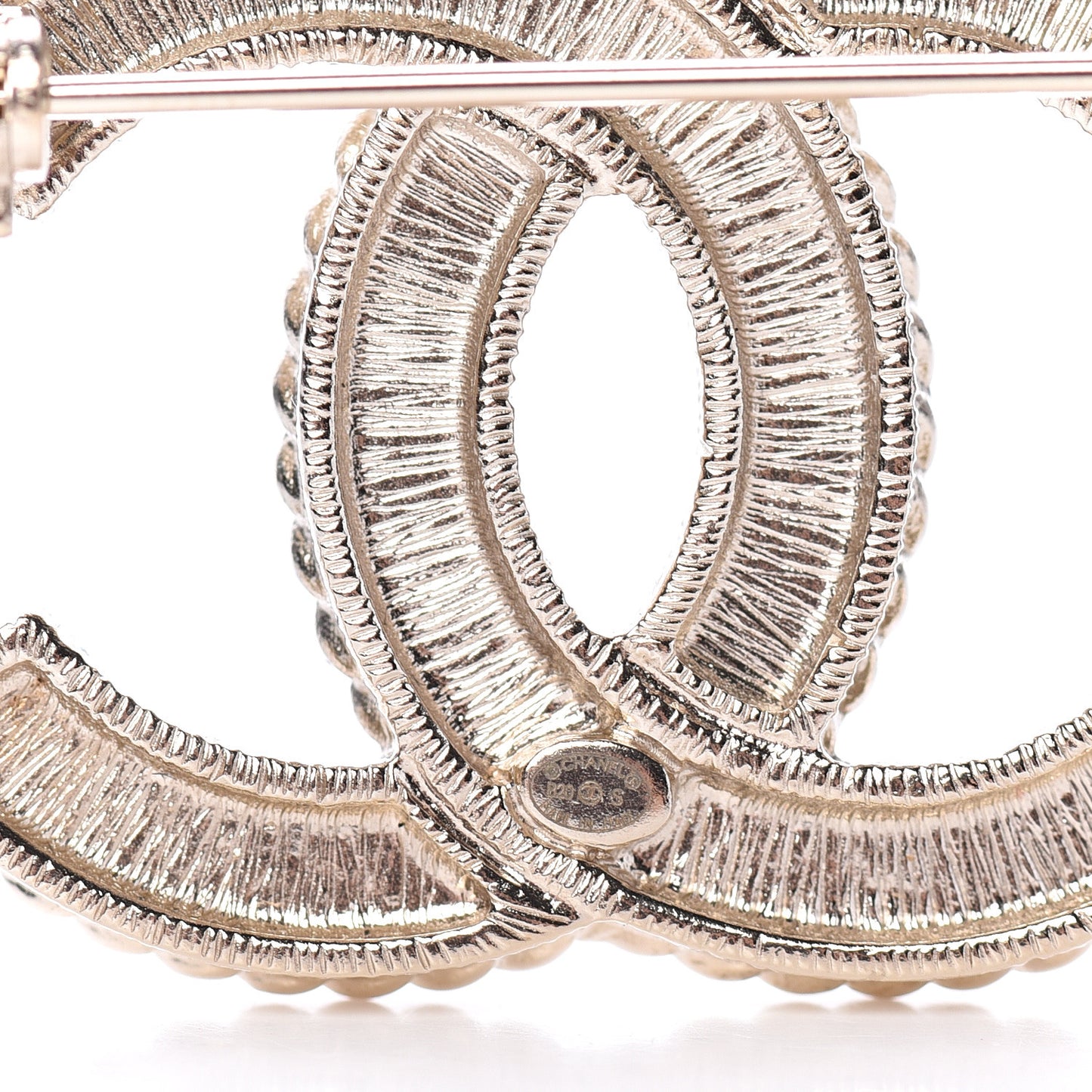 Pearl Crystal April In Paris CC Brooch Gold