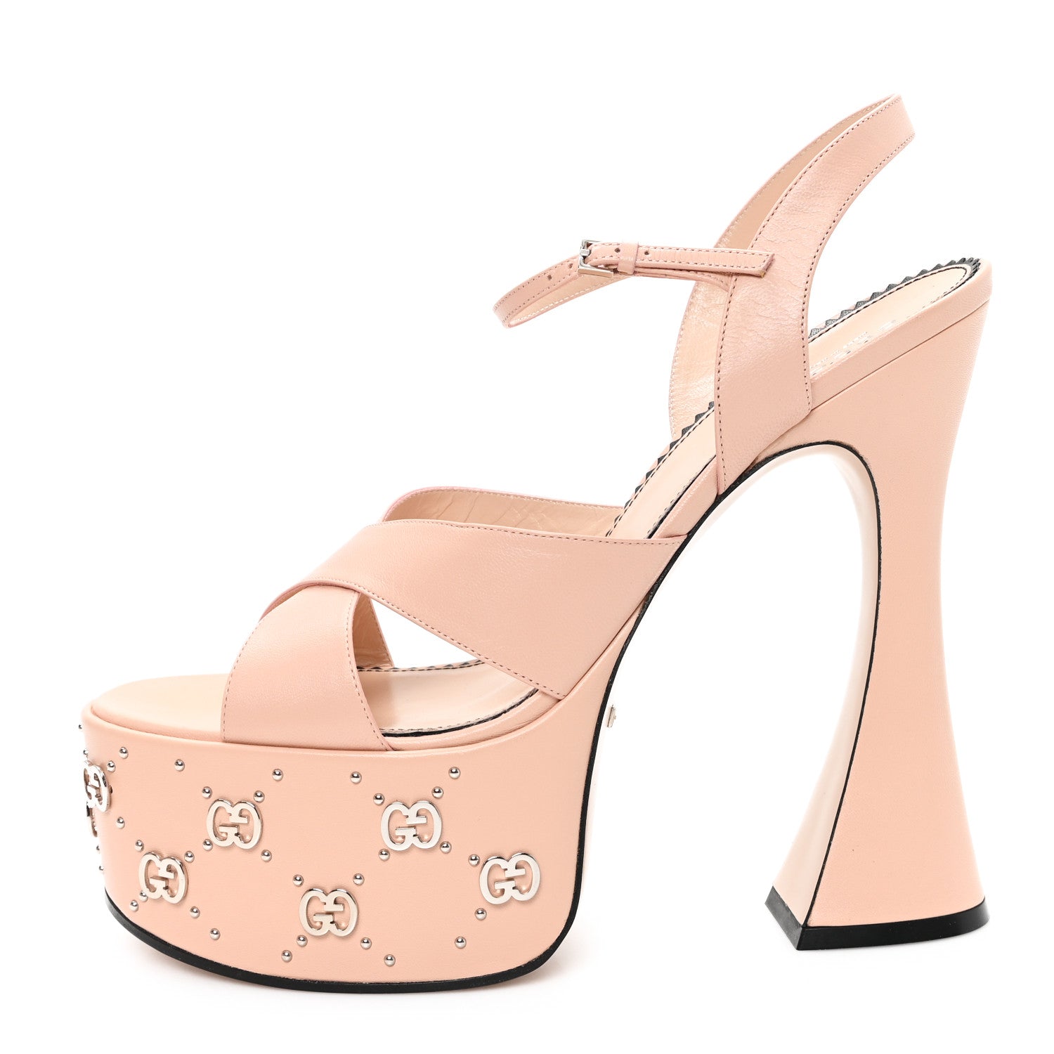 Gucci Malaga Kid Interlocking G Studs 155mm Platform Sandals 41 Perfect Pink 1 of 9