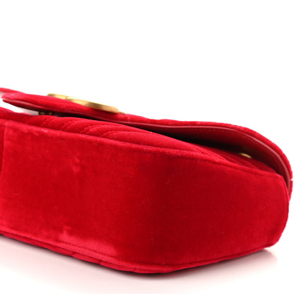 Gucci Velvet Matelasse Small GG Marmont Shoulder Bag Hibiscus Red 9 of 9