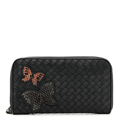 Bottega Veneta Nappa Intrecciato Ayers Zip Around Butterfly Wallet Black 1 of 7
