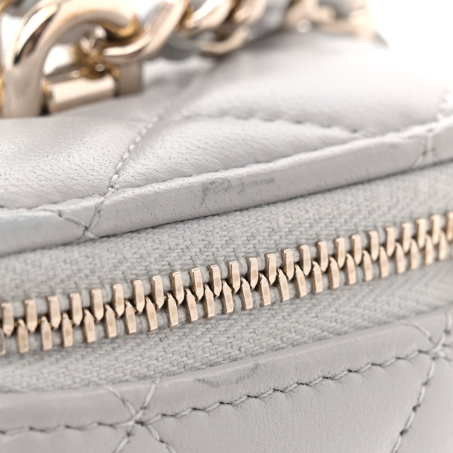 Chanel Lambskin Quilted Small Top Handle Vanity Case With Chain light Grey 13 of 13