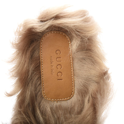 Gucci Malaga Kid Fur Womens Princetown Slippers 35.5 Blue Agata 7 of 9