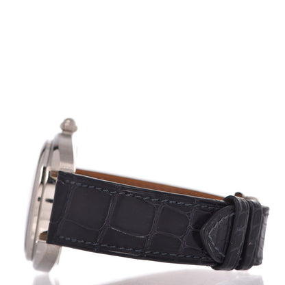 Hermes 18K White Gold Alligator 40.5mm Dressage Annual Calendar Automatic Watch Bleu Obscur 4 of 11