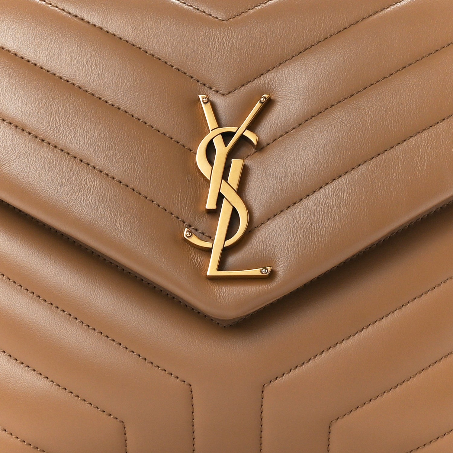 Saint Laurent Calfskin Y Quilted Monogram Medium Loulou Chain Satchel Natural Tan 9 of 12