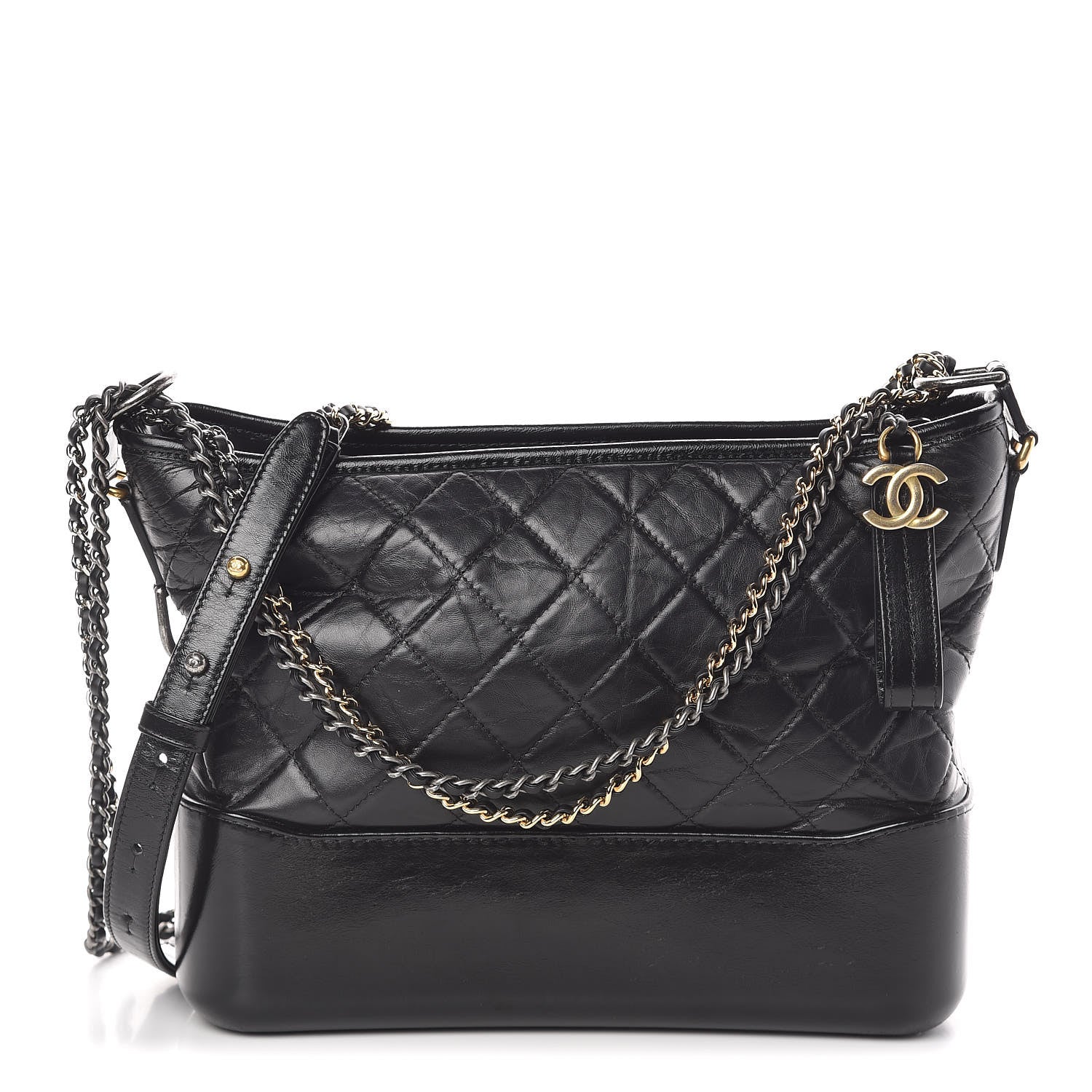 Chanel Aged Calfskin Quilted Medium Gabrielle Hobo Black 1 of 9