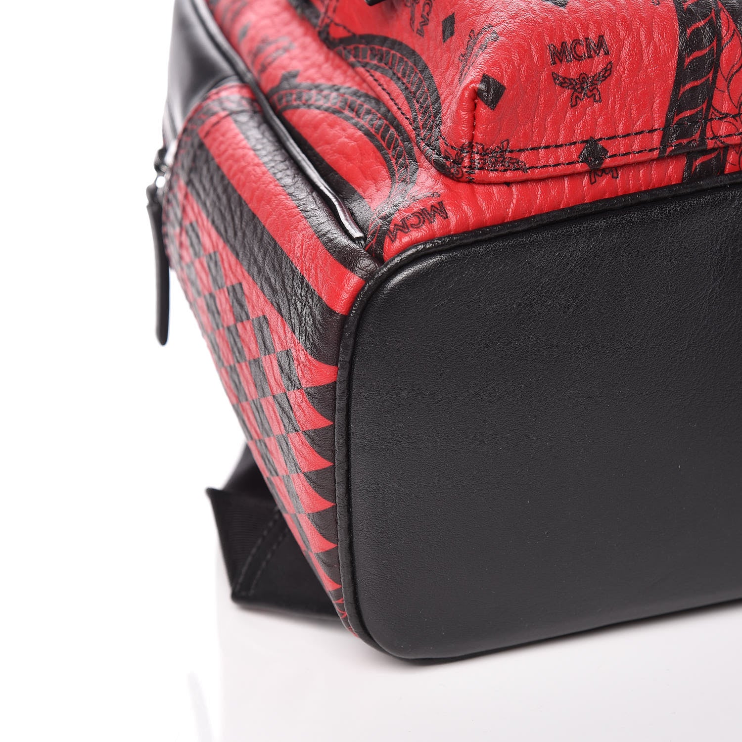 MCM Visetos Baroque Print Small Stark Backpack Black Red 5 of 10