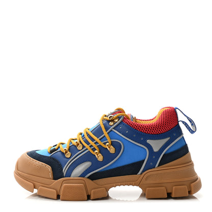 Gucci X SEGA Nylon Suede Calfskin Mens Flashtrek Sneakers 7 Bright Splash Poppy Marine Blue 1 of 8
