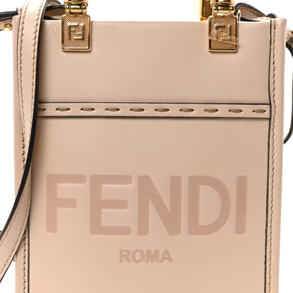 Fendi Vitello King Plexiglass Logo Embossed Mini Fendi Sunshine Shopper Tote Poudre 8 of 10